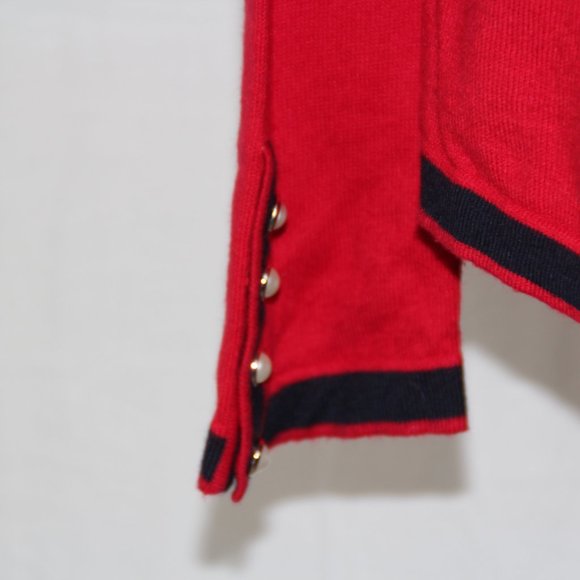 Talbots Red Cotton Cashmere/Cotton Blend Cardigan Sweater Pearl Buttons PM - Picture 5 of 12